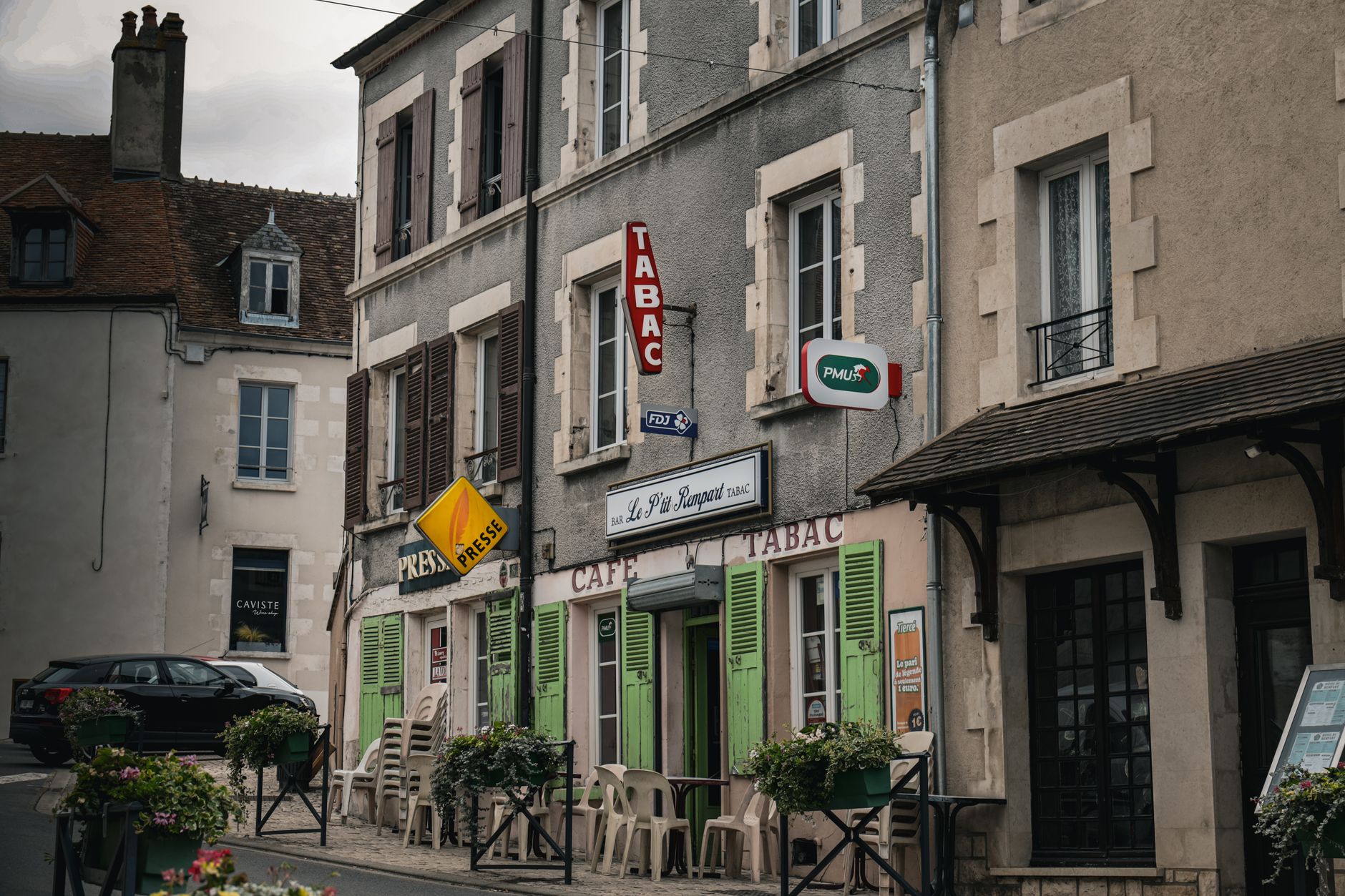 Discover a picturesque French café in Sancerre, a charming village in Centre-Val de Loire, France.